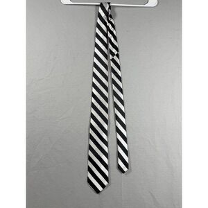 Stacy Adams Men's Necktie One Size Black Silver Striped Microfiber Formal Tie